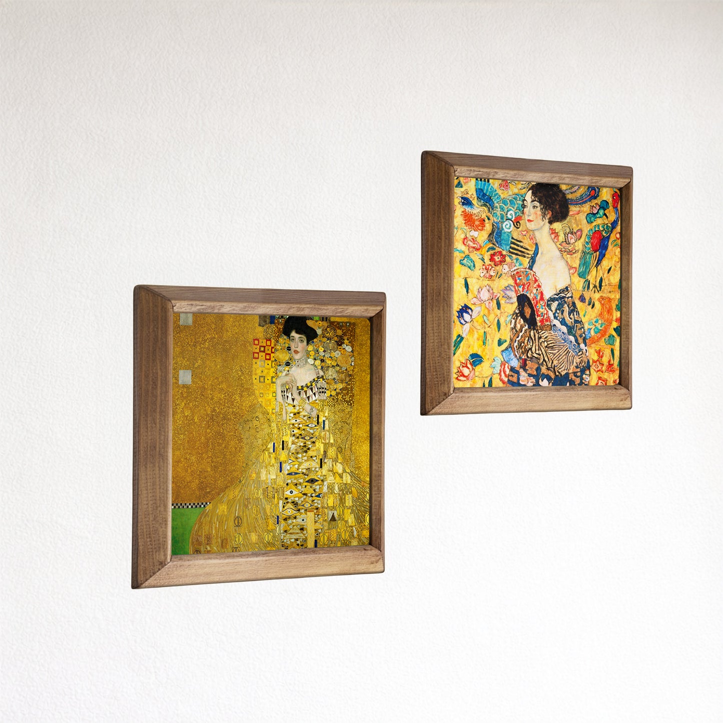 Golden Muse Duo Natural Stone Wall Art – Wood Frame Set