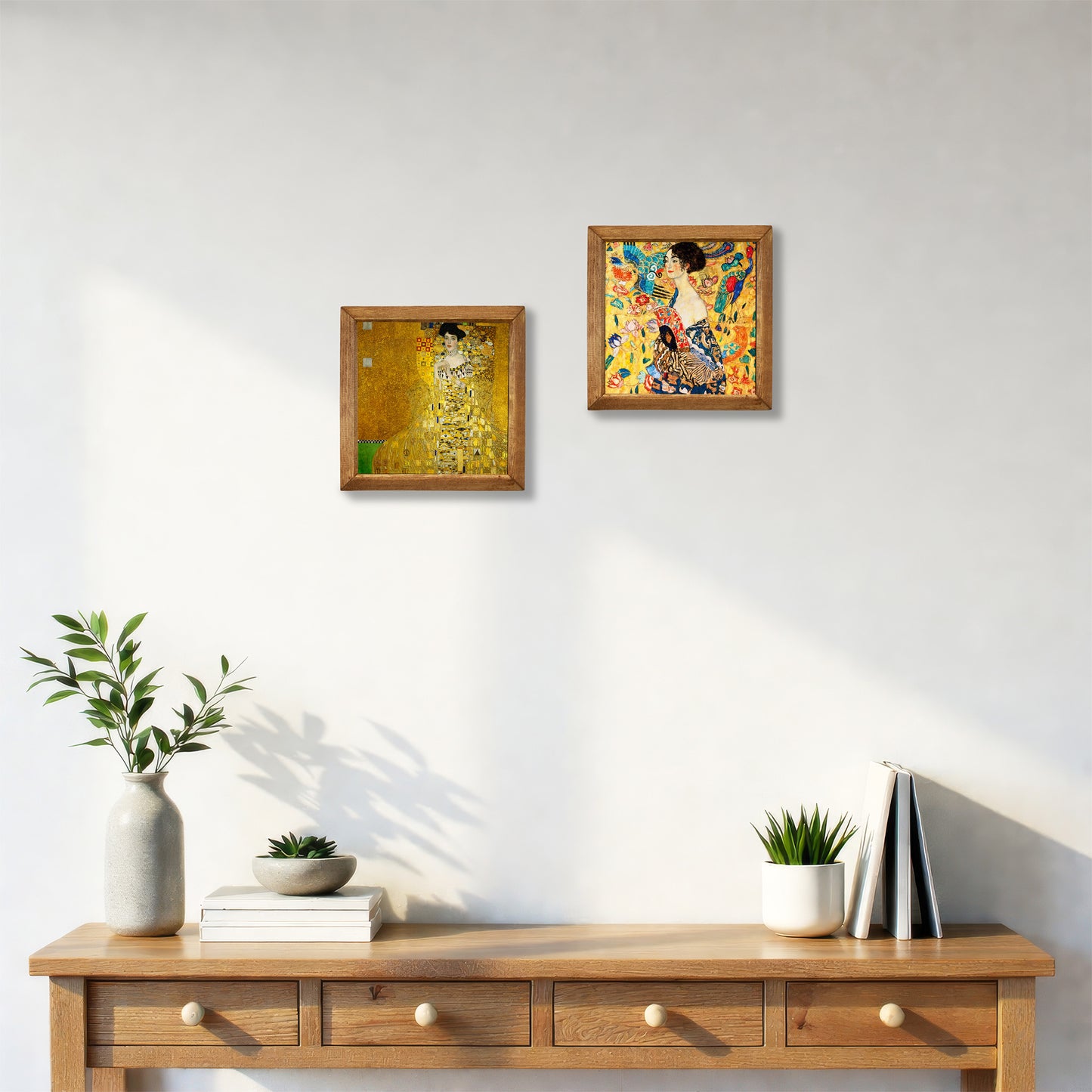 Klimt Adele and Lady with Fan Duo Stone Wall Art Set