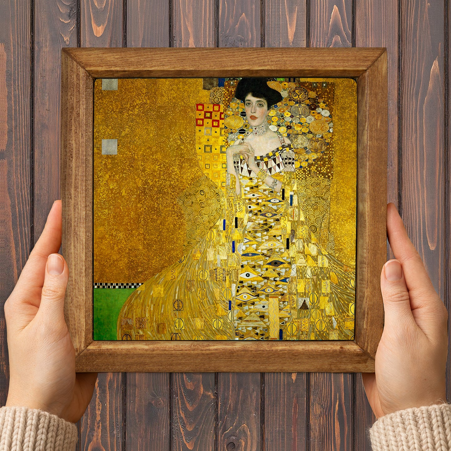 Golden Muse Duo Natural Stone Wall Art – Wood Frame Set