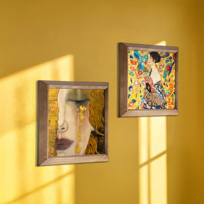 Gustav Klimt Style Golden Lady Portrait Duo Stone Wall Art