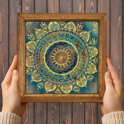 Cosmic Mandala Trio | Galaxy Sacred Geometry Natural Stone Wall Art