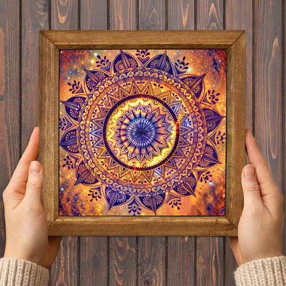 Cosmic Mandala Trio | Galaxy Sacred Geometry Natural Stone Wall Art