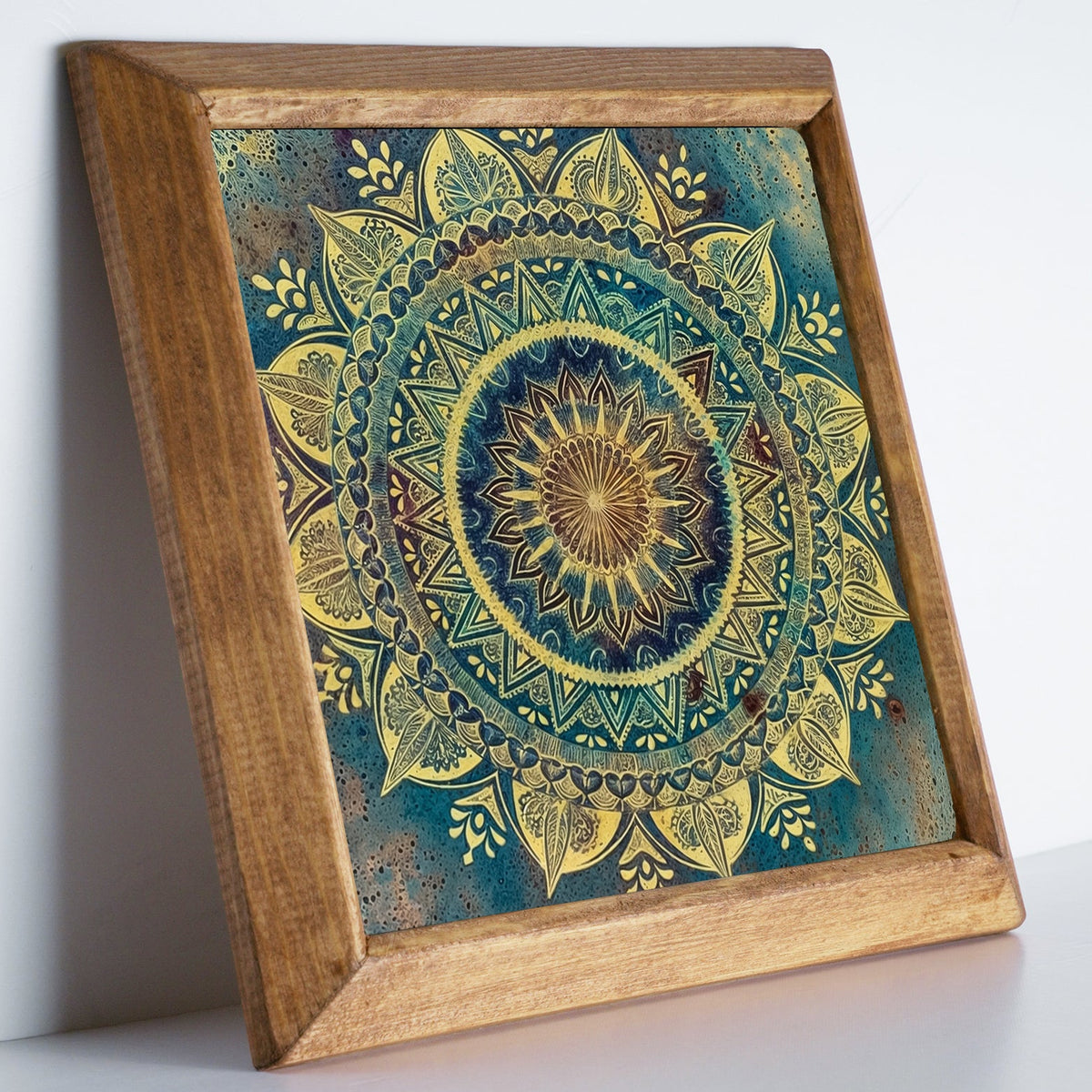 Green Mandala Stone Wall Art