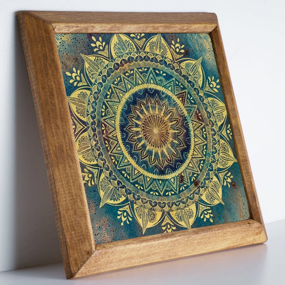 Green Mandala Stone Wall Art