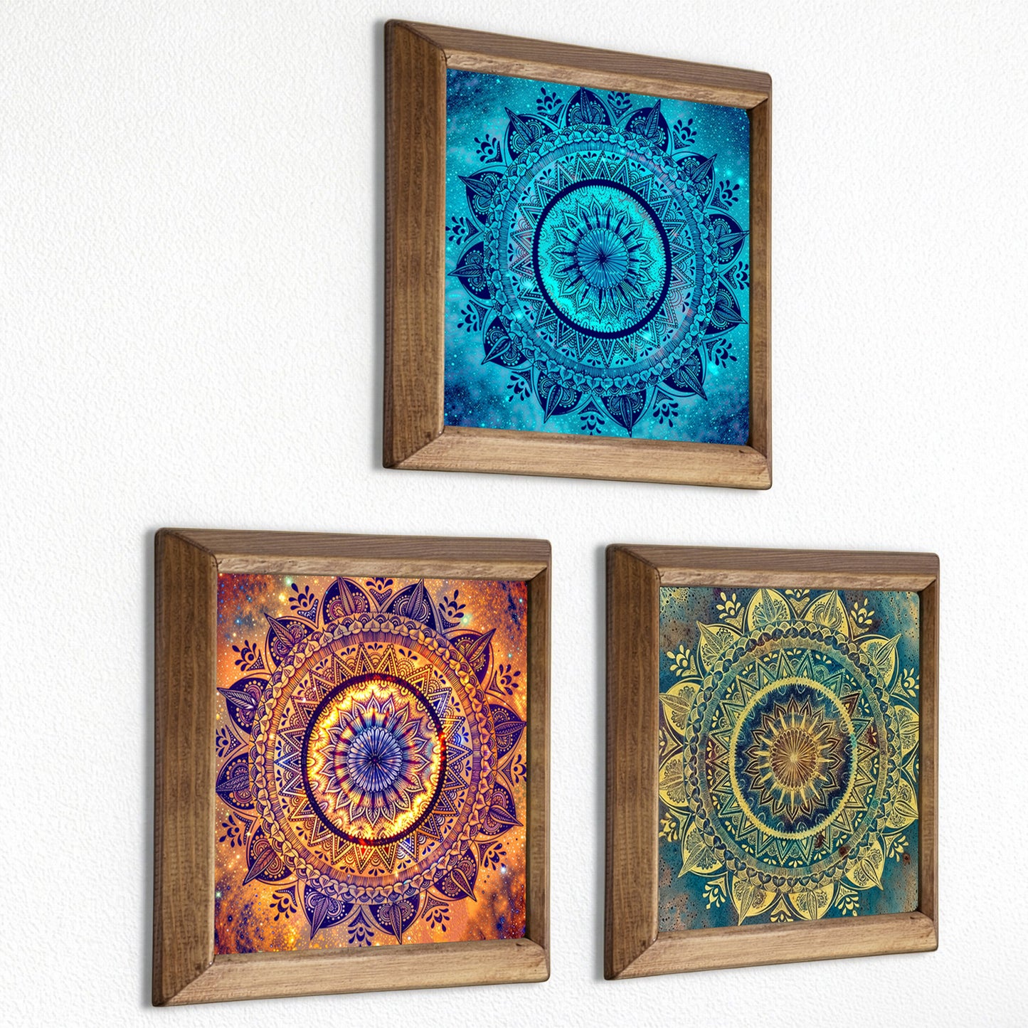 Cosmic Mandala Trio Stone Wall Art Set