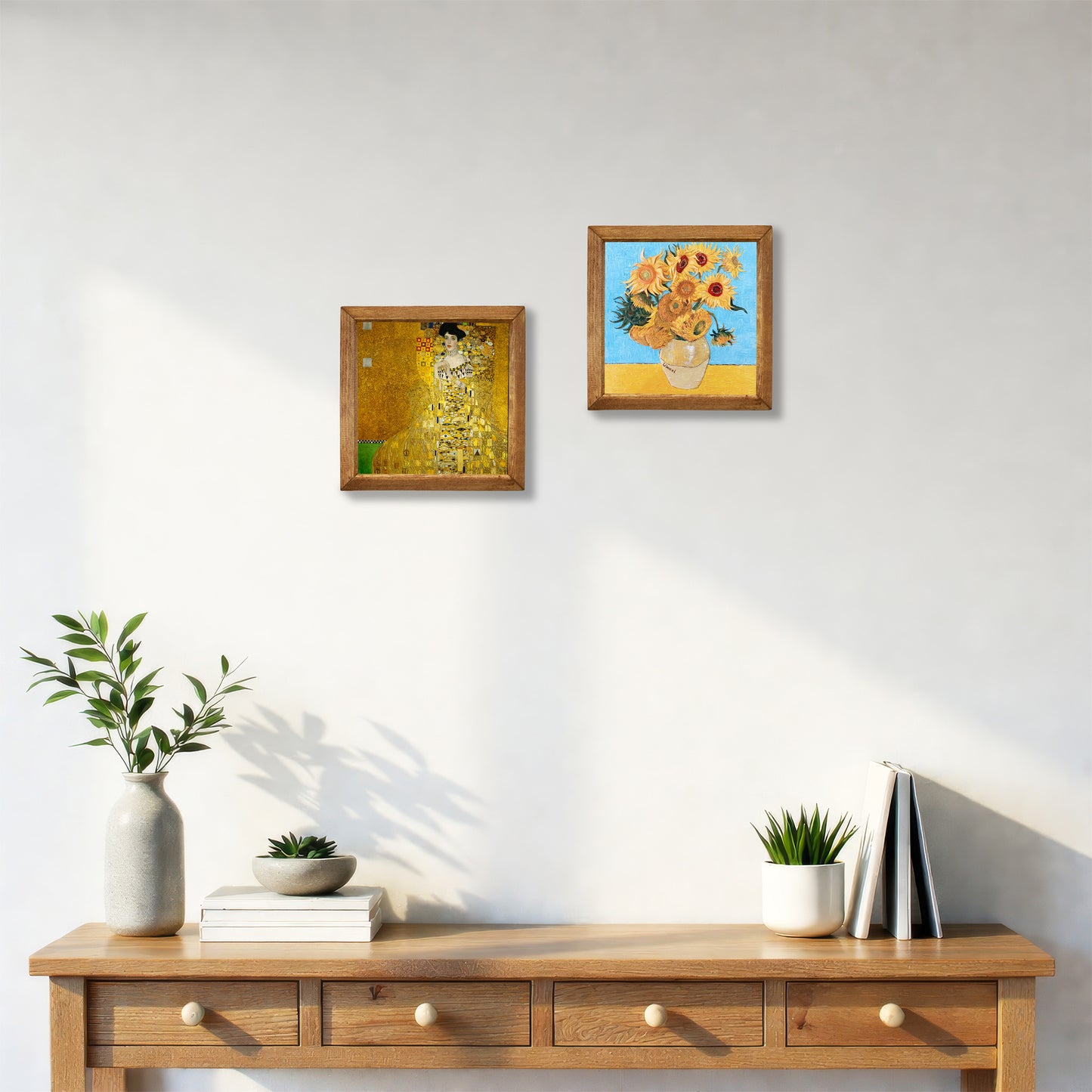 Klimt Adele and Sunflowers Duo Stone Wall Art  Set