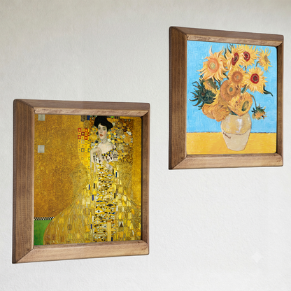 Gustav Klimt Adele and Van Gogh Sunflowers Duo Stone Wall Art  Set