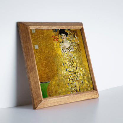 Golden Muse & Sunflowers Duo Natural Stone Wall Art – Wood Frame Set