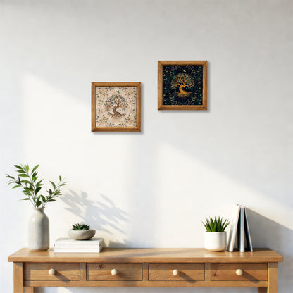 Tree of Life Wall Art Set of 2 Wooden Frame Artwork