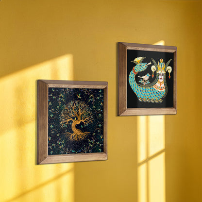 Mystical Wall Artwork Duo Shahmaran & Tree of Life Wall Art