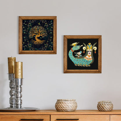 Mystical Wall Artwork Duo Shahmaran & Tree of Life Wall Art