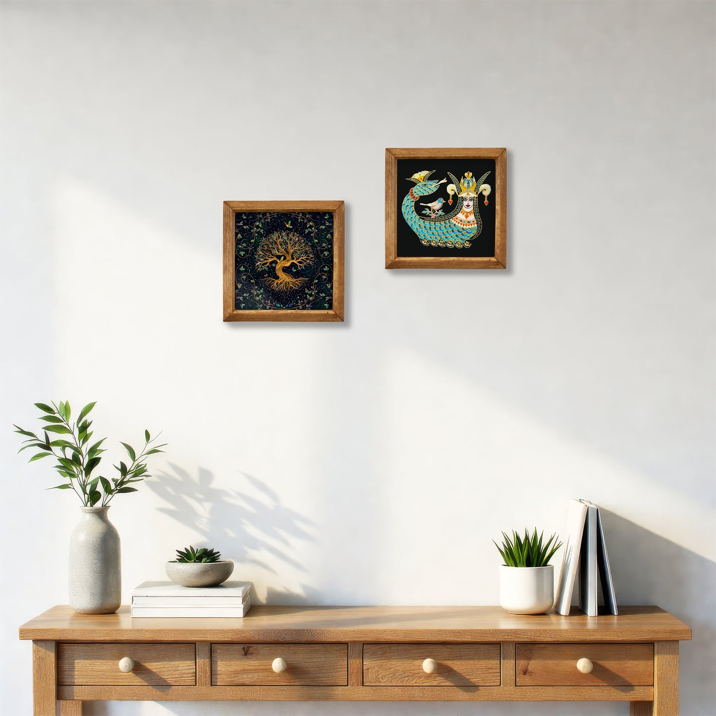 Mystical Wall Artwork Duo Shahmaran & Tree of Life Wall Art