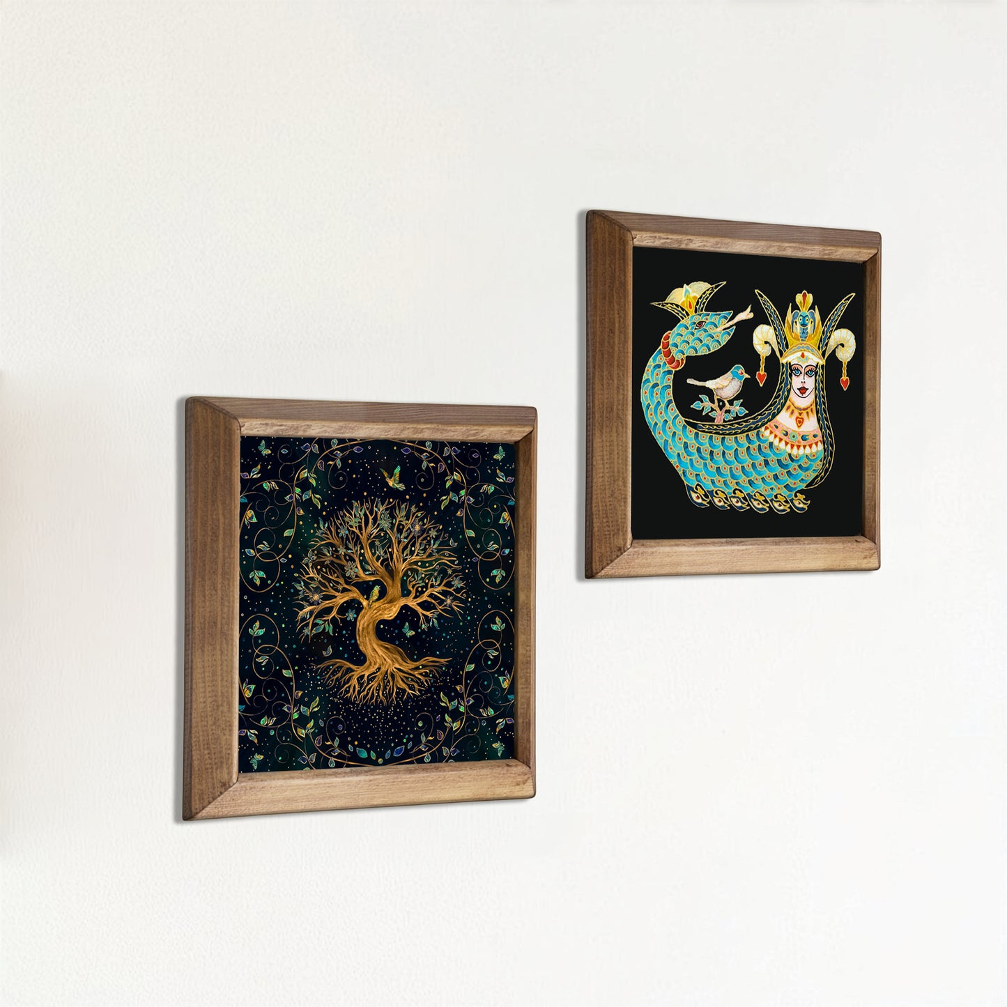 Mystical Wall Artwork Duo Shahmaran & Tree of Life Wall Art