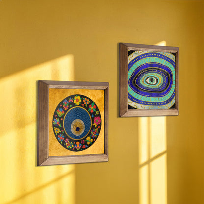 Colourful Evil Eye Wall Art Duo – Nazar Decor Set