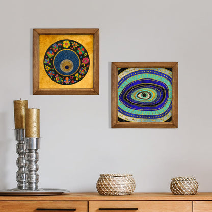 Colourful Evil Eye Wall Art Duo – Nazar Decor Set