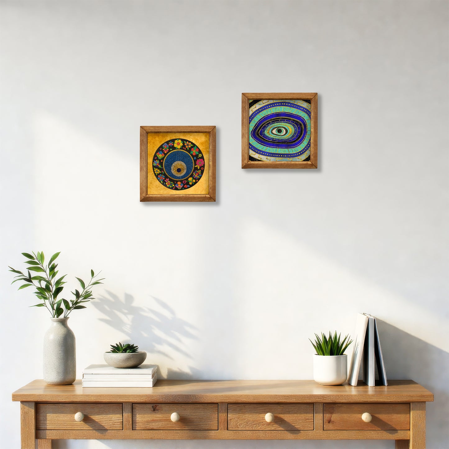 Colourful Evil Eye Wall Art Duo – Nazar Decor Set