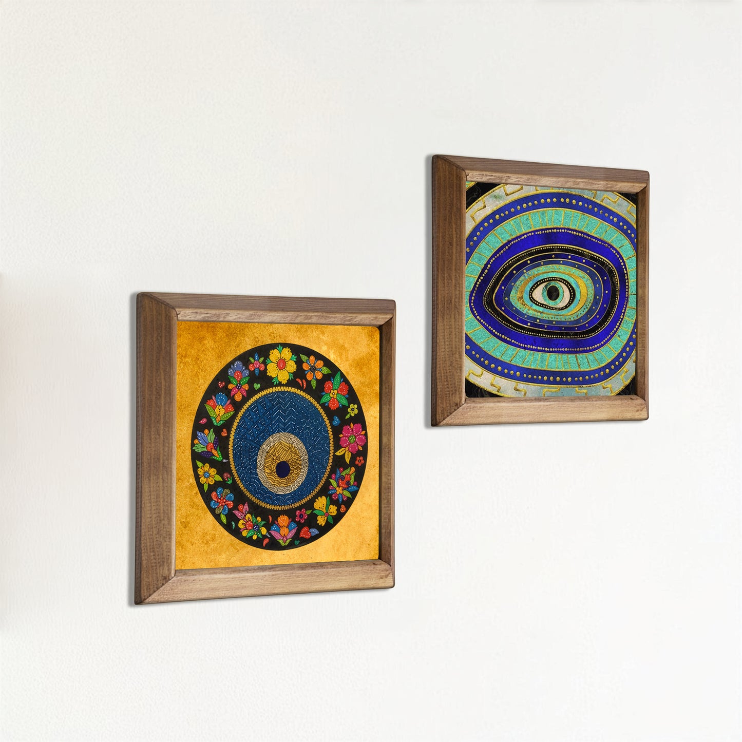 Colourful Evil Eye Wall Art Duo – Nazar Decor Set