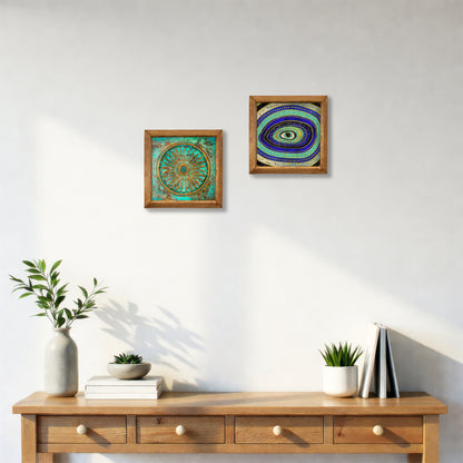 Evil Eye & Flower of Life Wall Art Duo – Wooden Frame