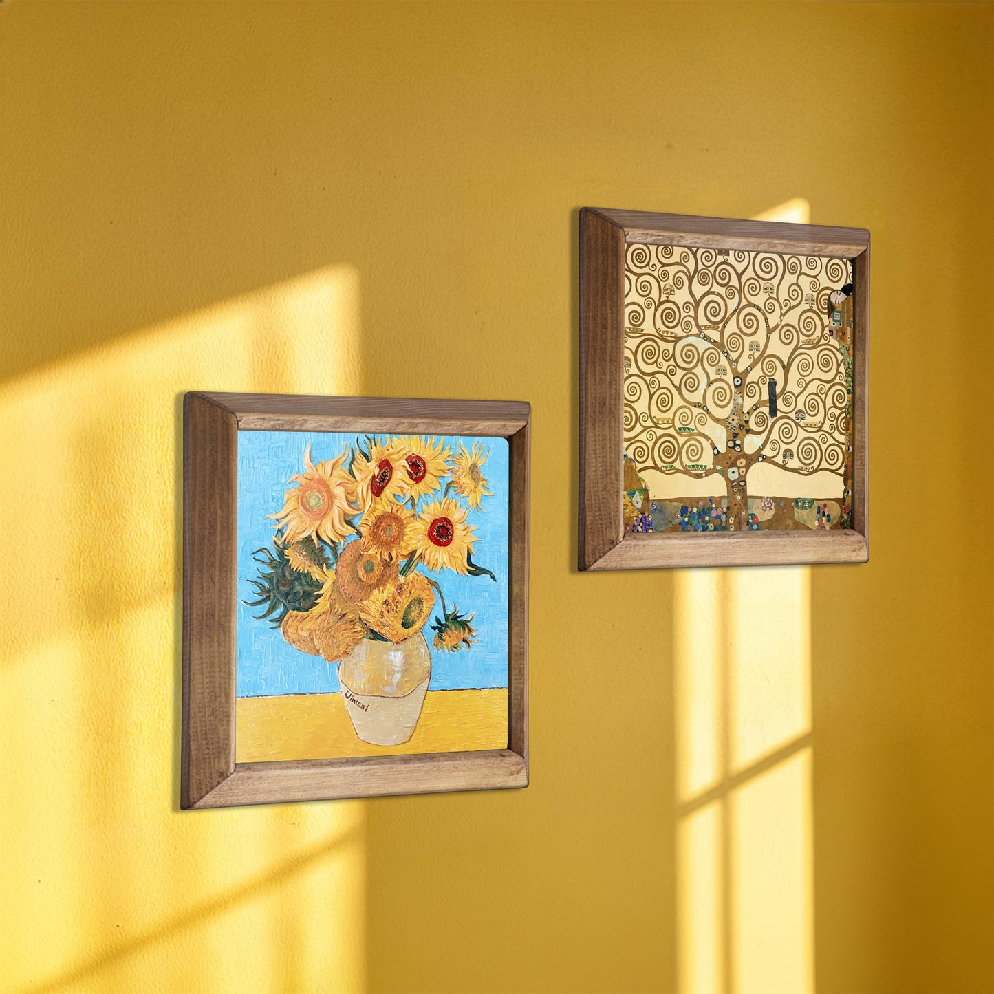 Gustav Klimt & Van Gogh Wall Art Duo – Wooden Frame Set