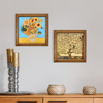 Gustav Klimt & Van Gogh Wall Art Duo – Wooden Frame Set