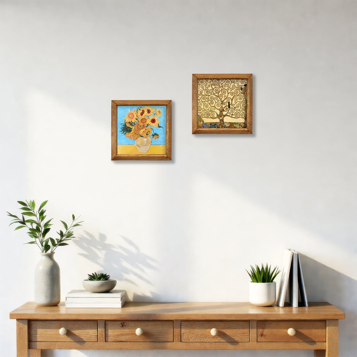 Gustav Klimt & Van Gogh Wall Art Duo – Wooden Frame Set
