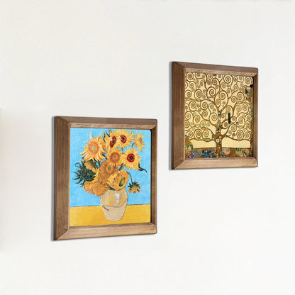 Gustav Klimt & Van Gogh Wall Art Duo – Wooden Frame Set
