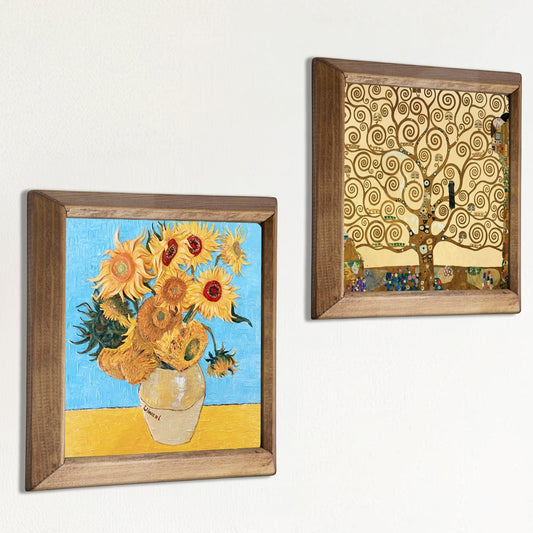 Gustav Klimt & Van Gogh Wall Art Duo – Wooden Frame Set