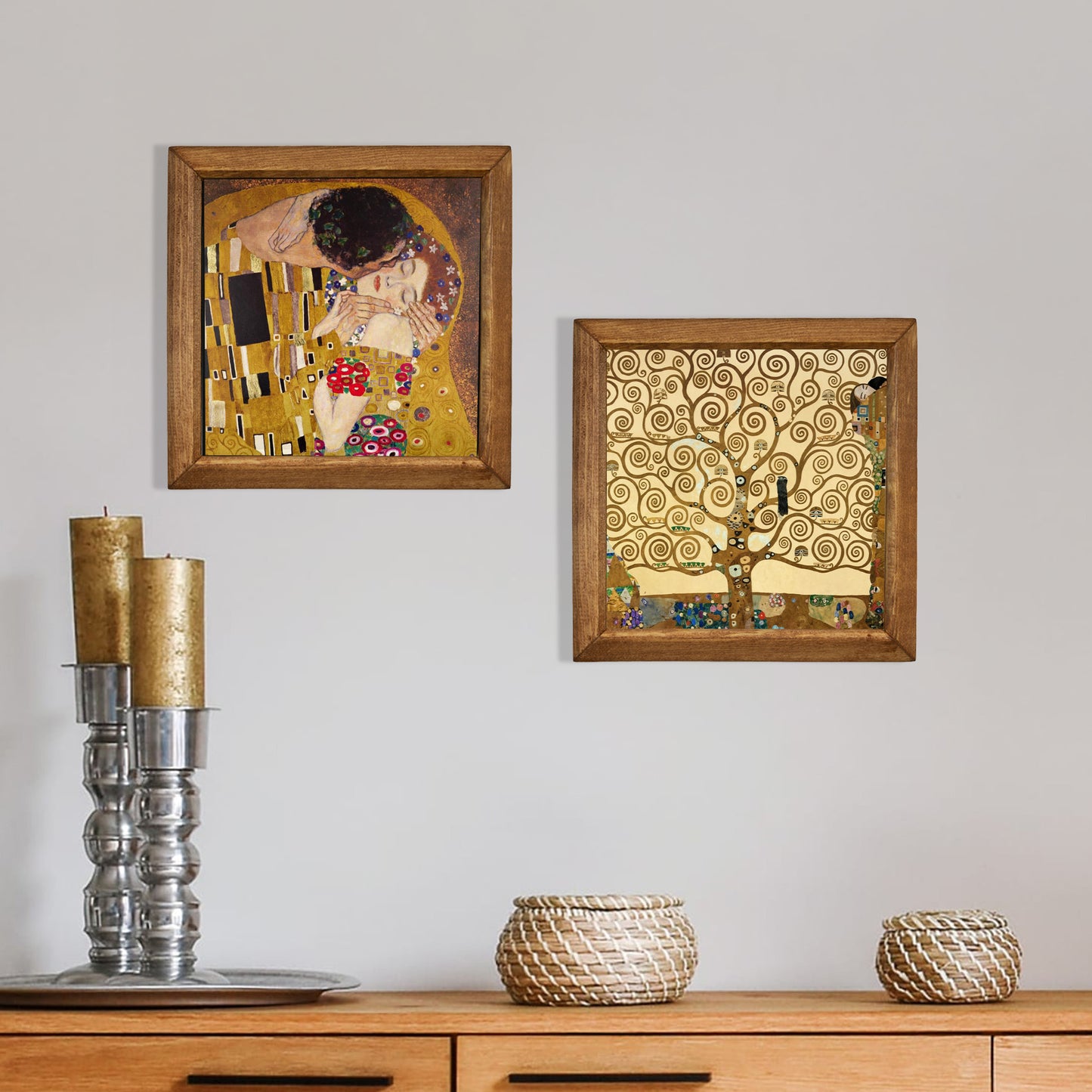 Gustav Klimt The Kiss & Tree of Life Duo Stone Wall Art Set