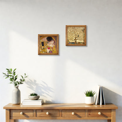 Gustav Klimt The Kiss & Tree of Life Duo Stone Wall Art Set