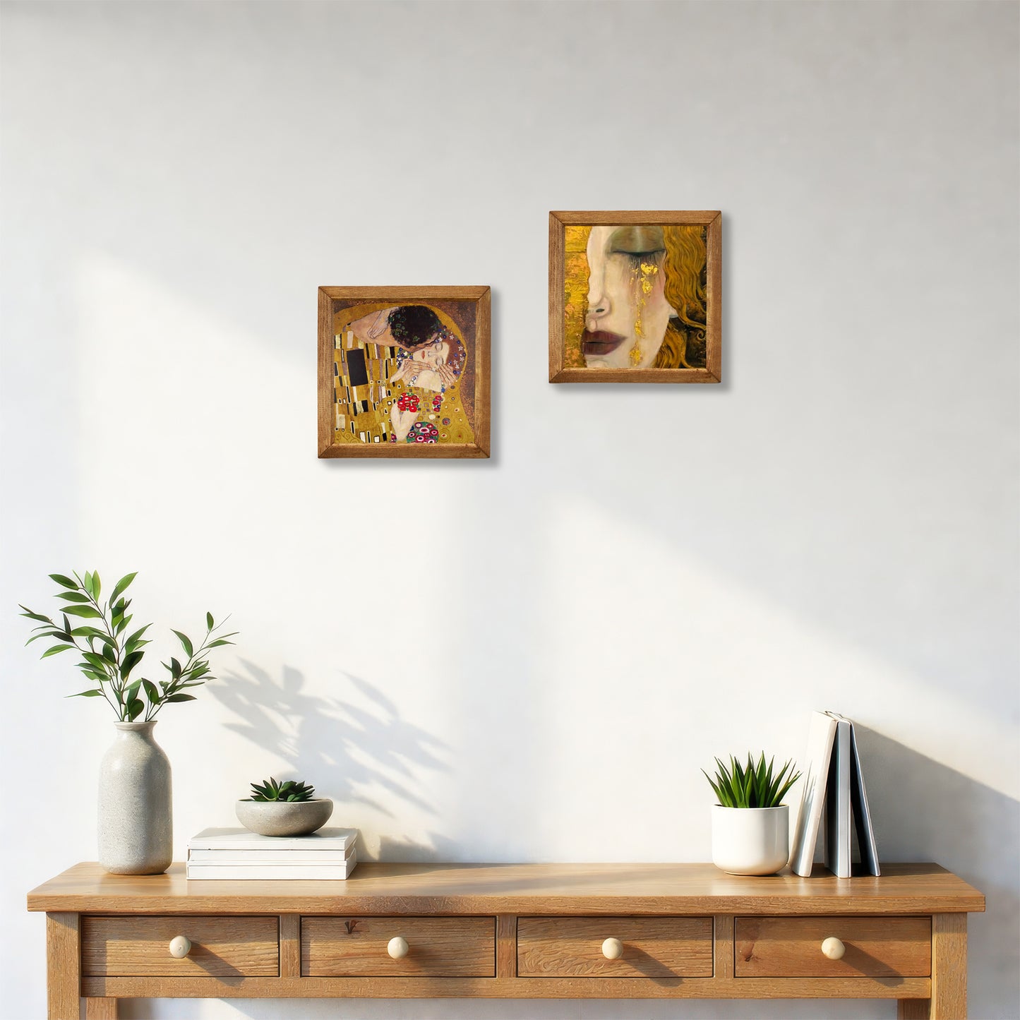 Gustav Klimt The Kiss & Golden Tears Duo Stone Wall Art Set