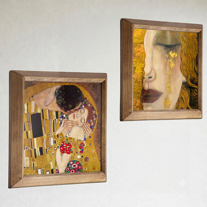Gustav Klimt The Kiss & Golden Tears Duo Stone Wall Art Set