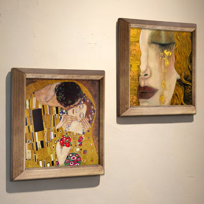 Gustav Klimt The Kiss & Golden Tears Duo Stone Wall Art Set