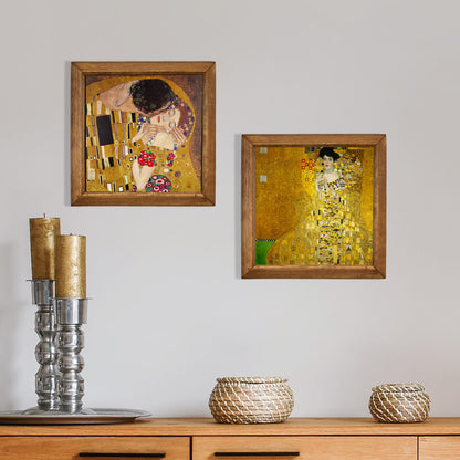 Gustav Klimt The Kiss & Adele Duo Stone Wall Art Set