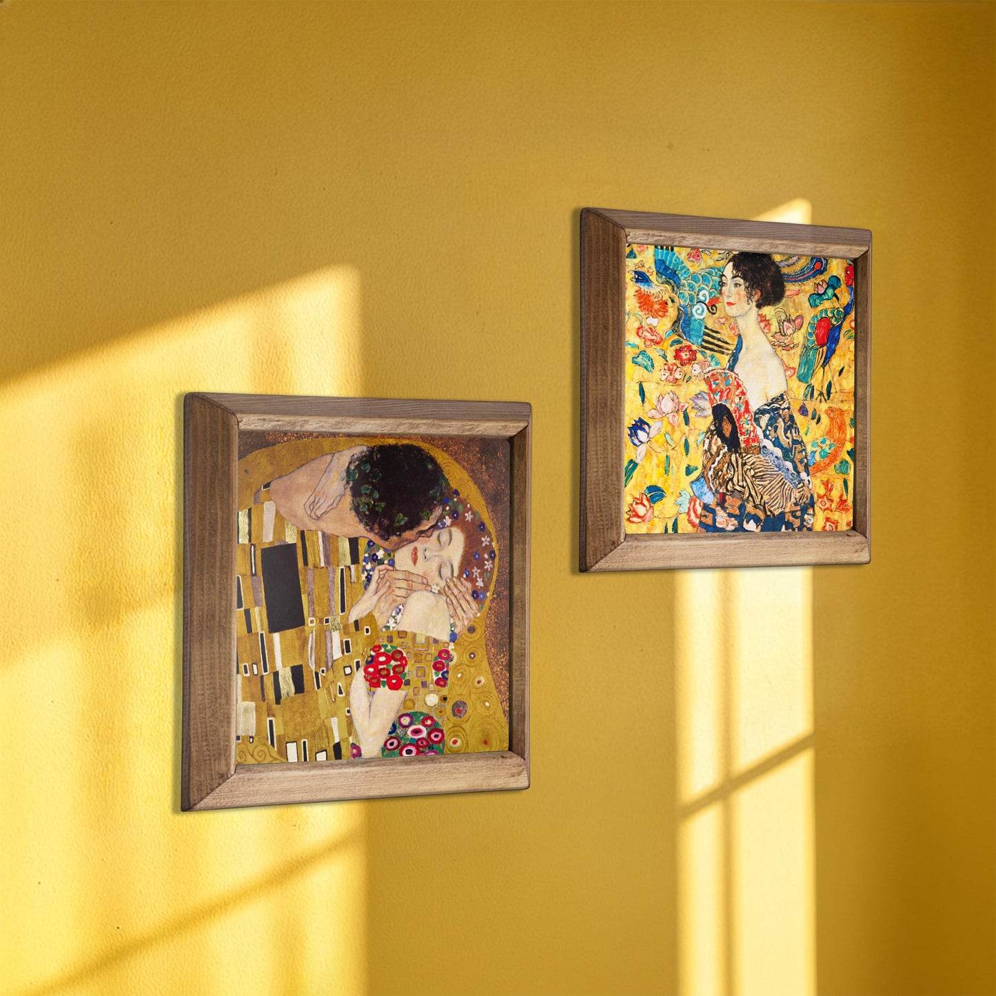 Gustav Klimt The Kiss & Lady with Fan Duo Stone Wall Art Set