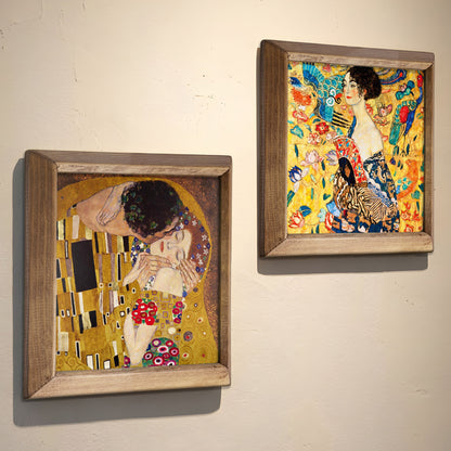 Gustav Klimt The Kiss & Lady with Fan Duo Stone Wall Art Set