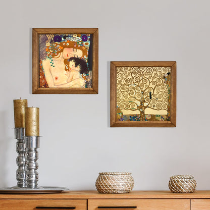 Klimt Mother & Child and Tree of Life Duo Stone Wall Art Set