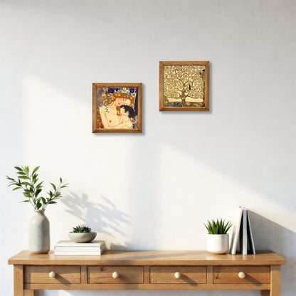 Klimt Mother & Child and Tree of Life Duo Stone Wall Art Set