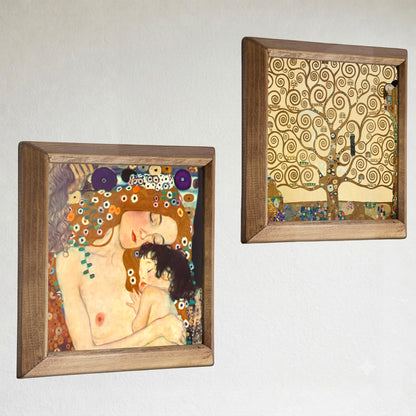 Klimt Mother & Child and Tree of Life Duo Stone Wall Art Set