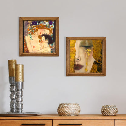 Klimt Mother & Child and Golden Tears Duo Stone Wall Art Set