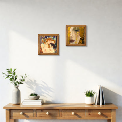 Klimt Mother & Child and Golden Tears Duo Stone Wall Art Set