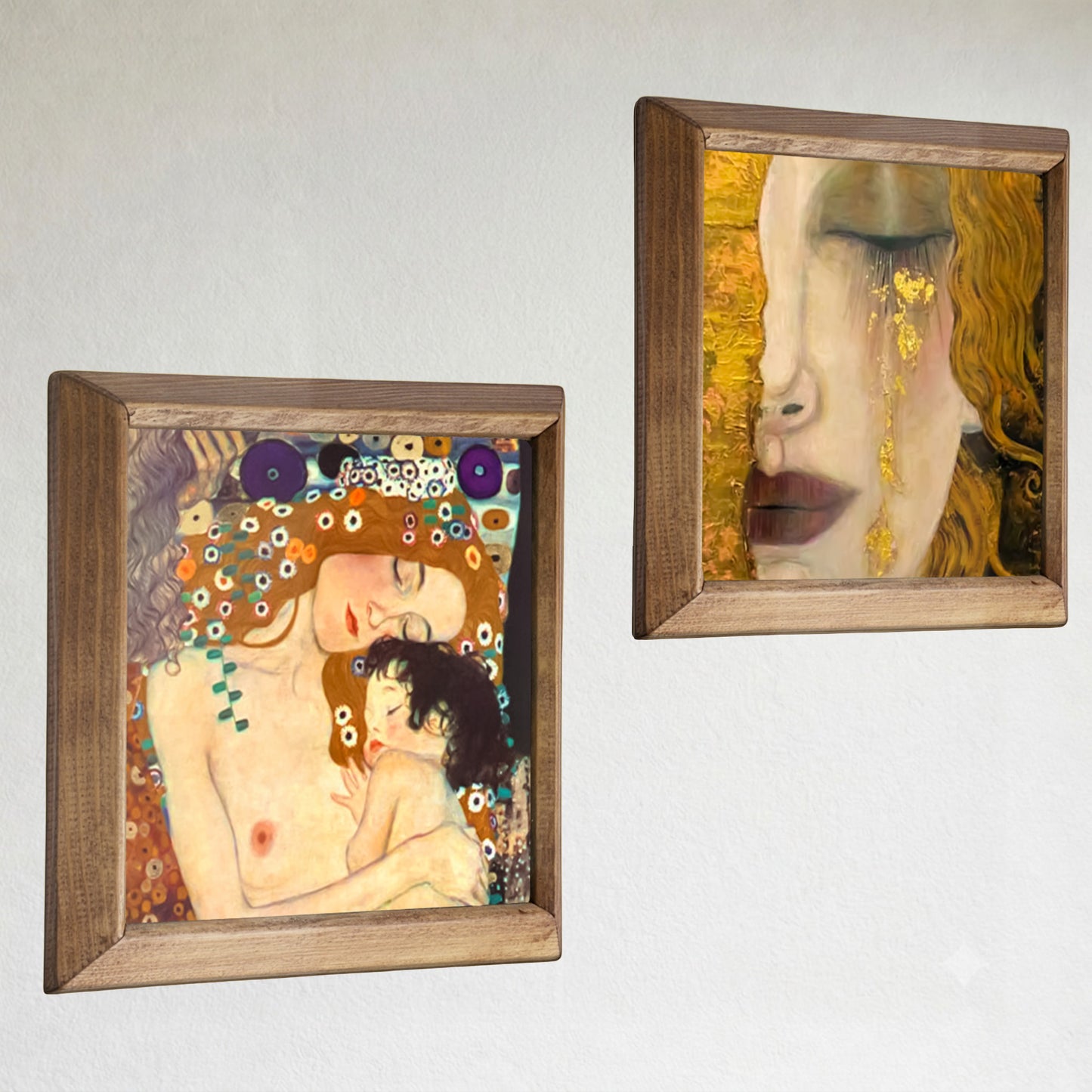 Klimt Mother & Child and Golden Tears Duo Stone Wall Art Set