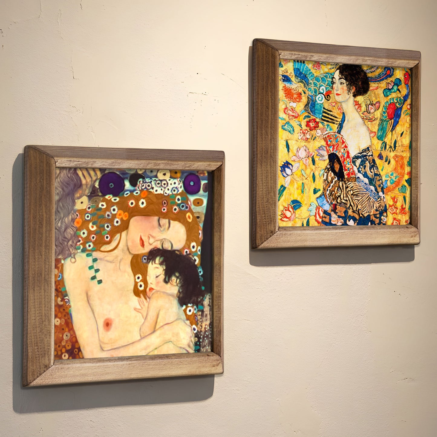 Klimt Mother & Child and Lady with Fan Duo Stone Wall Art Set