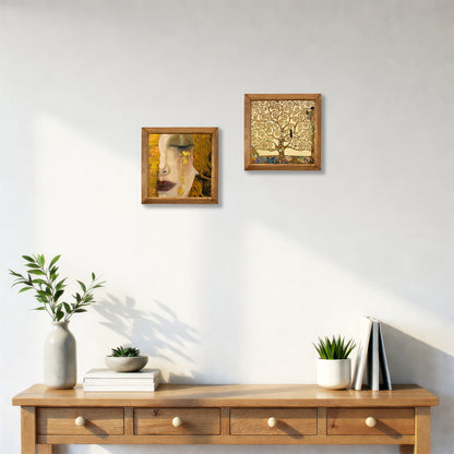 Gustav Klimt Golden Tears & Tree of Life Duo Set Natural Stone Wall Art