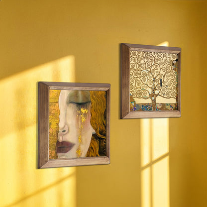 Gustav Klimt Golden Tears & Tree of Life Duo Set Natural Stone Wall Art