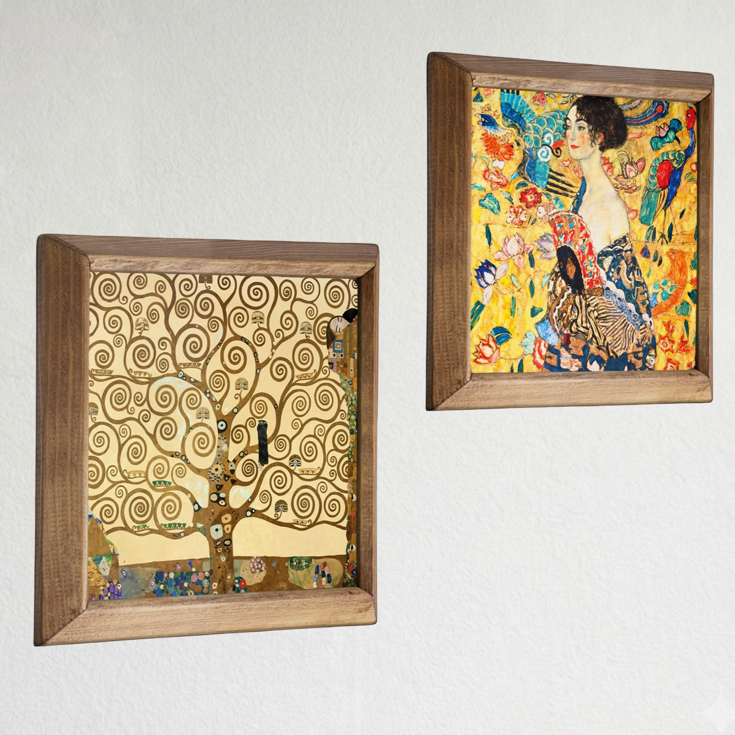 Klimt Tree and Lady with Fan Duo Stone Wall Art Set