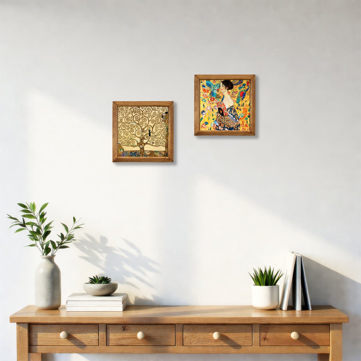 Klimt Tree and Lady with Fan Duo Stone Wall Art Set