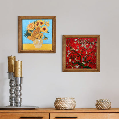 Van Gogh Sunflowers & Almond Blossom Duo Stone Wall Art Set