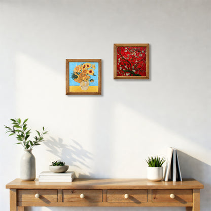 Van Gogh Sunflowers & Almond Blossom Duo Stone Wall Art Set