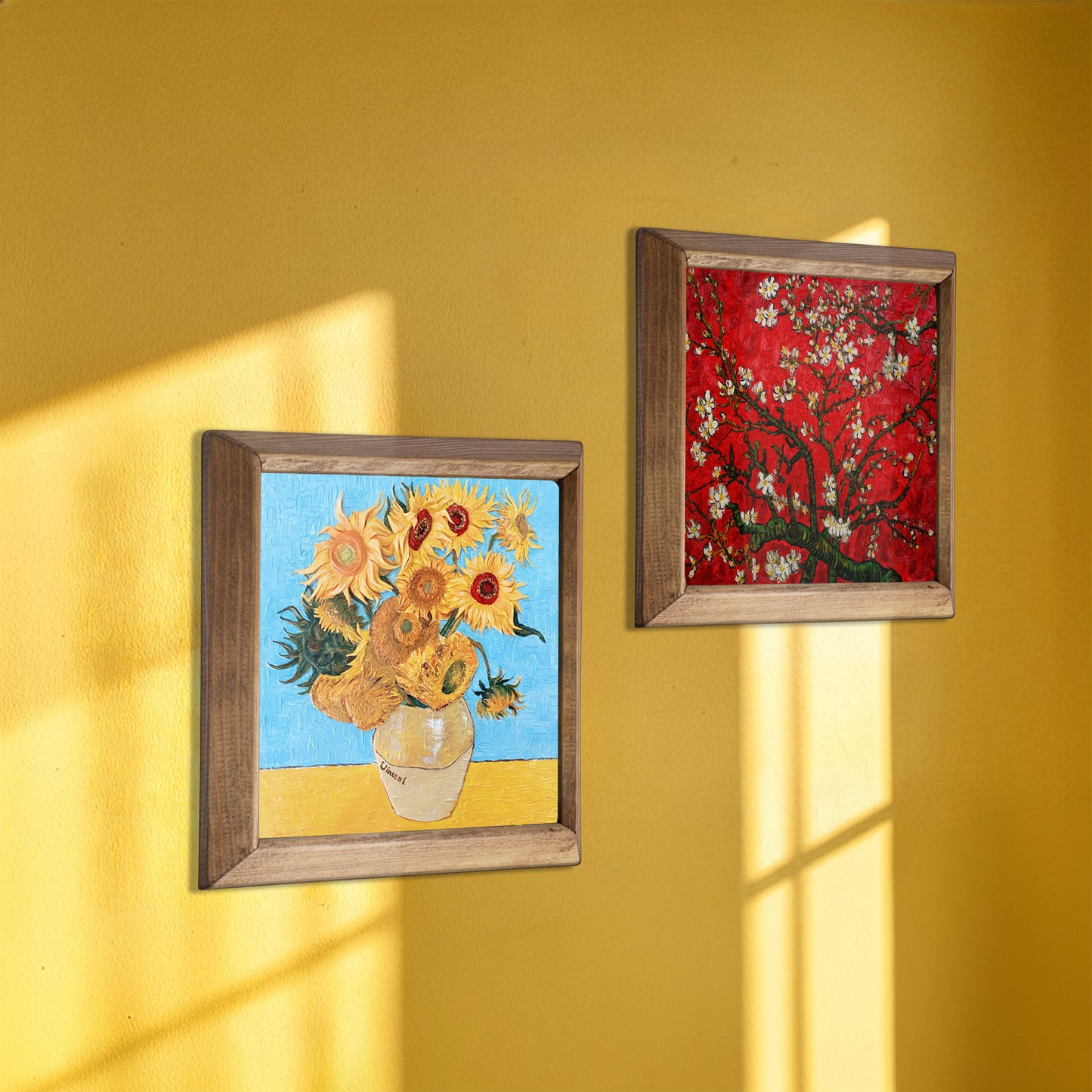 Van Gogh Sunflowers & Almond Blossom Duo Stone Wall Art Set
