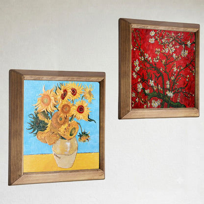 Van Gogh Sunflowers & Almond Blossom Duo Stone Wall Art Set